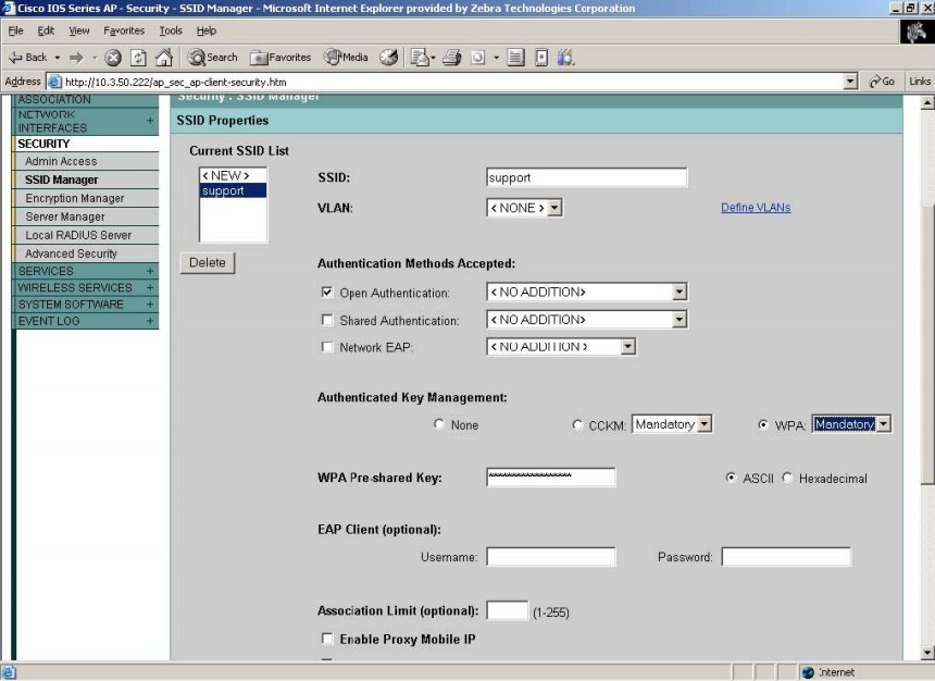 SSID ManagerO(sh)